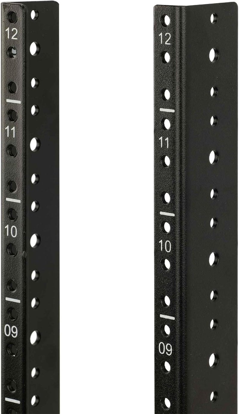 Tecmojo 12U Vertical Server Rack Rail Pair Kit DIY Rack Rails Kit, 12-24 Screws Included to Mount Equipment, Black - Image 1